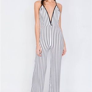 Criss Cross White & Black Jumpsuit